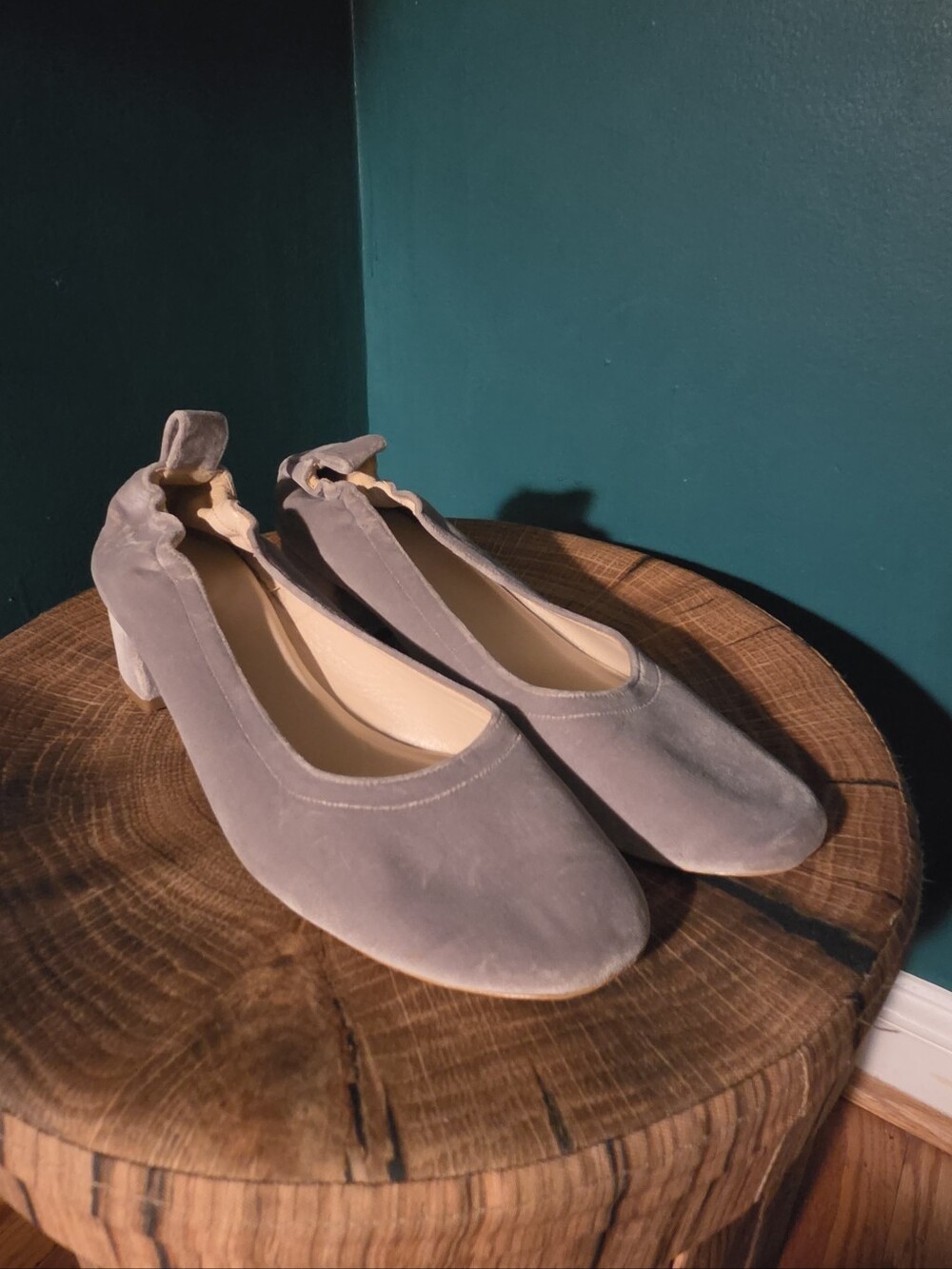 Everlane Day Heel Womens 10.5 Chunky Pump In Grey Suede